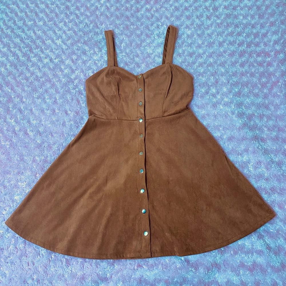 suede button up dress